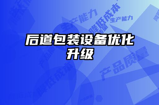 后道包裝設備優(yōu)化升級